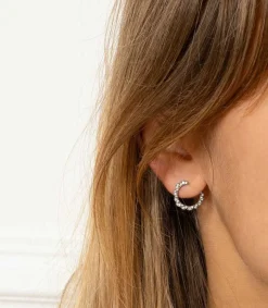 Discount Ama Boucle D'Oreille Gauche Or Noir Et Diamants Femme Boucles D'Oreilles