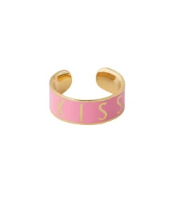 Hot Bague Ajustable Big Word Candy Kiss Pink Femme Bagues