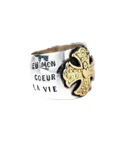 Best Bague Gold Cross En Argent Et Or Femme Bagues