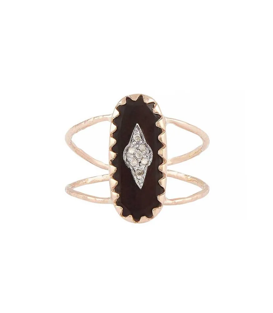 Outlet Bague Mahe Noir Et Diamants Femme Bagues
