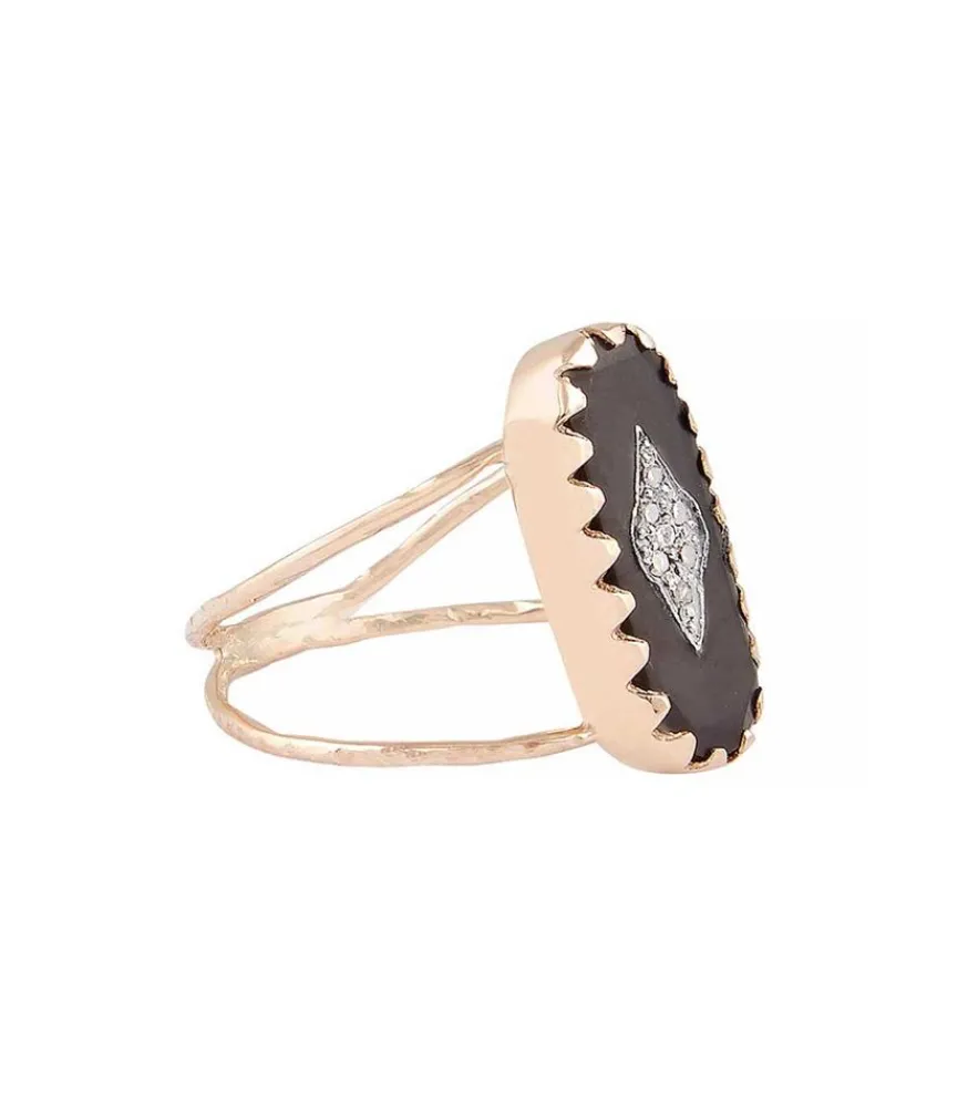 Outlet Bague Mahe Noir Et Diamants Femme Bagues