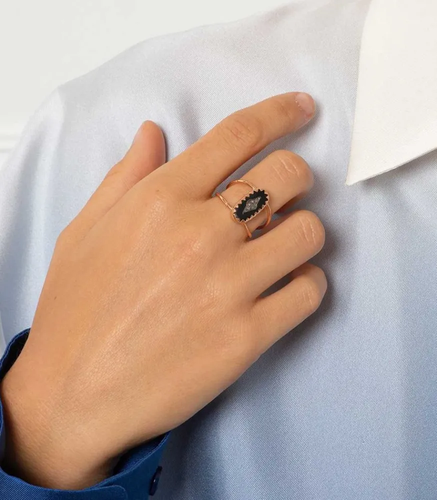 Outlet Bague Mahe Noir Et Diamants Femme Bagues