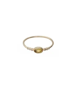 Outlet Bague Tourmaline Jaune & Diamants Femme Bagues