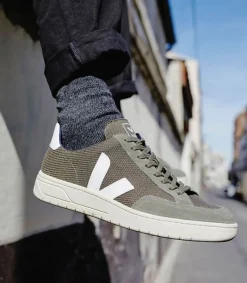 New Baskets Homme V-12 B-Mesh Olive White Homme Baskets