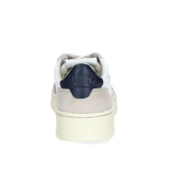 Hot Baskets Medalist Low Cuir Suede Blanc/Navy Blue Femme Baskets