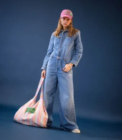 Hot Baskets Medalist Low Cuir Suede Blanc/Navy Blue Femme Baskets