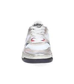 New Baskets Medalist Low Super Vintage En Mesh Et Daim Blanc Et Or Femme Baskets