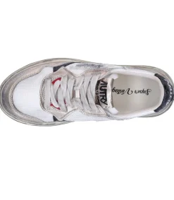 New Baskets Medalist Low Super Vintage En Mesh Et Daim Blanc Et Or Femme Baskets