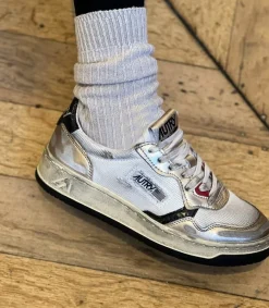 New Baskets Medalist Low Super Vintage En Mesh Et Daim Blanc Et Or Femme Baskets