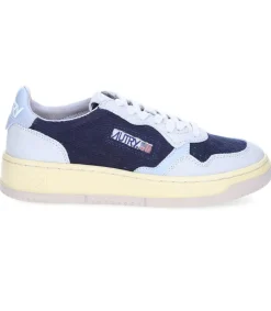 Hot Baskets Medalist Low Velours Cotele Bleu Et Gris Femme Baskets