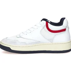 Discount Baskets Open Mid Cut White/Usa Femme Baskets