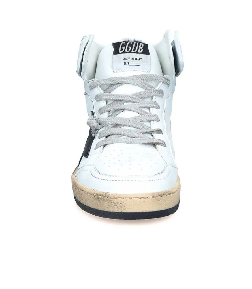 Clearance Baskets Sky-Star Cuir Blanc Etoile Noire Femme Baskets