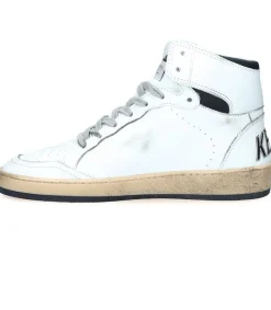 Clearance Baskets Sky-Star Cuir Blanc Etoile Noire Femme Baskets