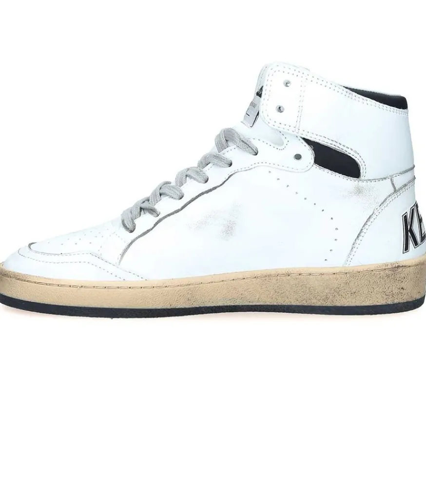 Clearance Baskets Sky-Star Cuir Blanc Etoile Noire Femme Baskets