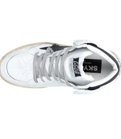 Clearance Baskets Sky-Star Cuir Blanc Etoile Noire Femme Baskets