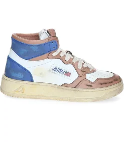 Baskets Super Vintage Mid Cafe Et Bleu Femme Baskets