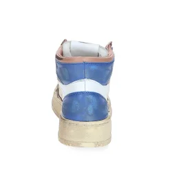 Baskets Super Vintage Mid Cafe Et Bleu Femme Baskets