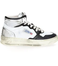 New Baskets Super Vintage Mid Noir Et Argent Femme Baskets