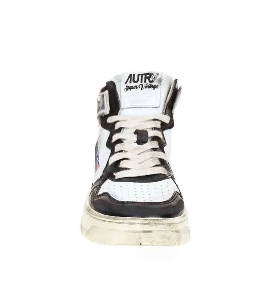 New Baskets Super Vintage Mid Noir Et Argent Femme Baskets