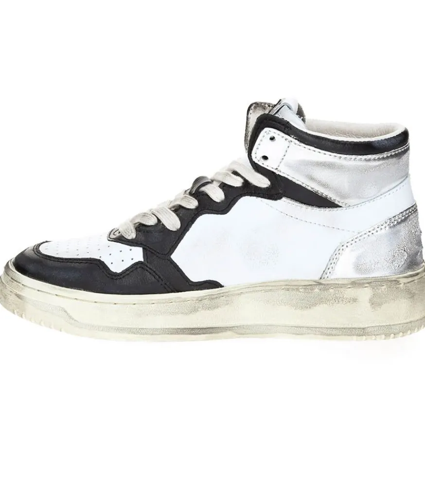 New Baskets Super Vintage Mid Noir Et Argent Femme Baskets