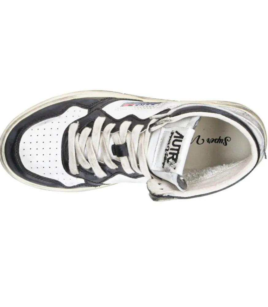 New Baskets Super Vintage Mid Noir Et Argent Femme Baskets