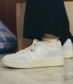 New Baskets V-90 Leather Gravel White Femme Baskets