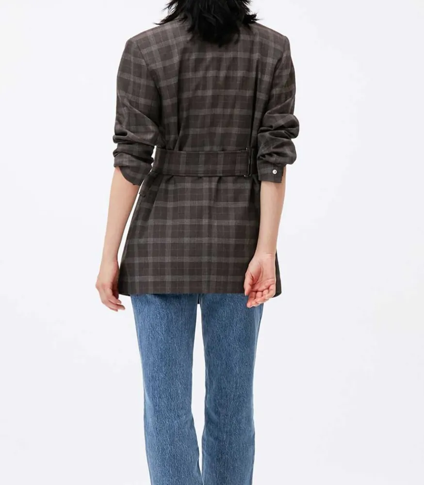 Clearance Blazer A Carreaux Marron Femme Manteaux & Vestes