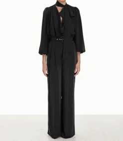 New Blouse Silk Billow Black Femme Hauts