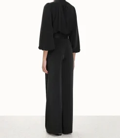 New Blouse Silk Billow Black Femme Hauts