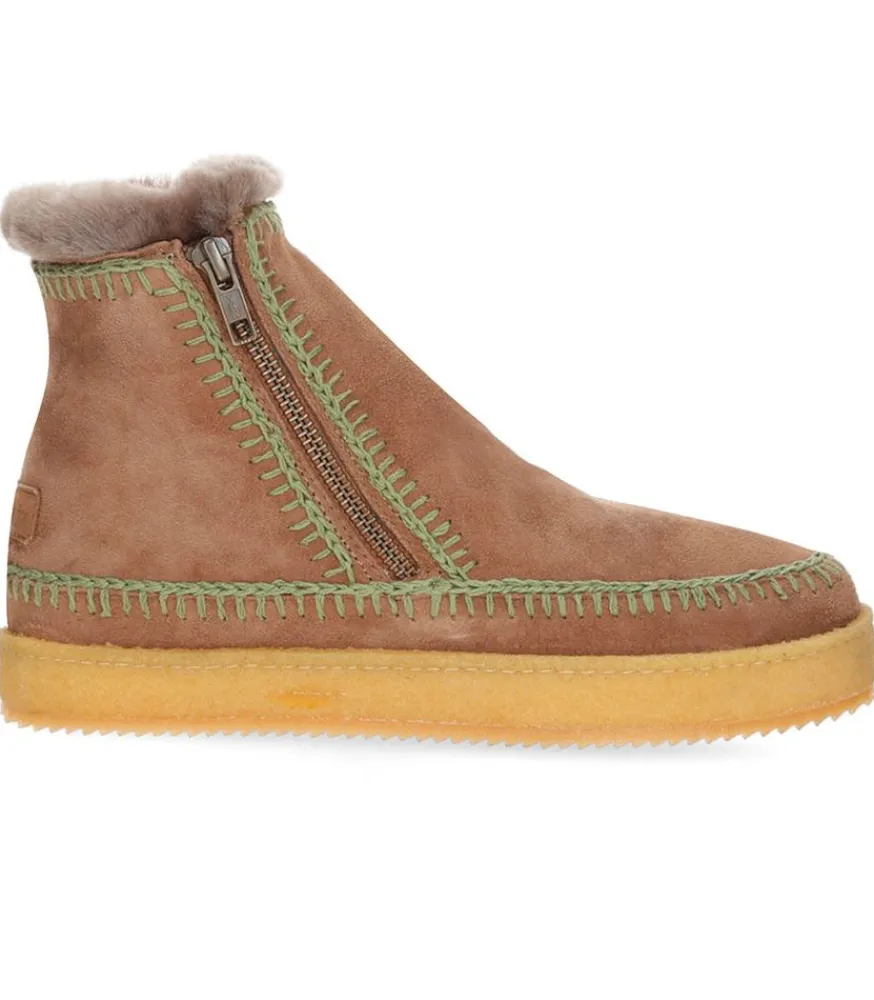 Clearance Boots Setsu Crochet Crepe Suede Camel/Khaki Femme Boots & Bottines