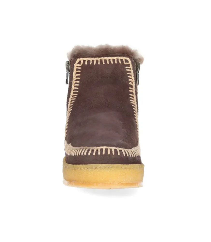 Outlet Boots Setsu Crochet Crepe Suede Chocolat/Beige Femme Boots & Bottines