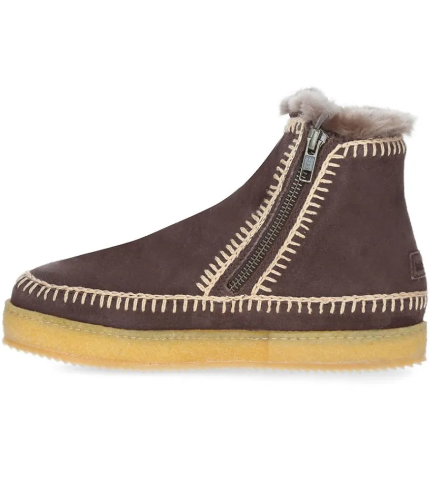 Outlet Boots Setsu Crochet Crepe Suede Chocolat/Beige Femme Boots & Bottines