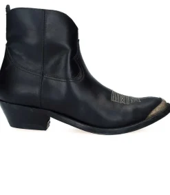 Online Boots Young Leather Upper Black Femme Boots & Bottines
