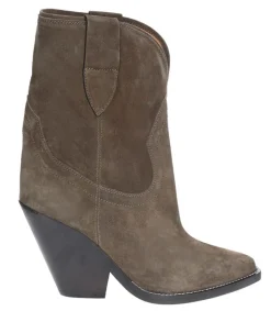 New Bottines Veau Velours Leyane Khaki Femme Boots & Bottines