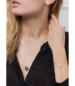 New Boucle D'Oreille Mini Creole A Pointe Or Jaune Et Diamants Femme Boucles D'Oreilles