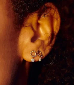 Discount Boucle D'Oreille Puce Dunaway Or Rose Et Diamants Femme Boucles D'Oreilles
