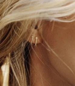 Best Boucle D'Oreille Semi Pavee Or Jaune Et Diamants Femme Boucles D'Oreilles