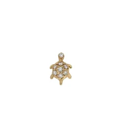New Boucle D'Oreille Stud Tortue Or Jaune Et Diamants Femme Boucles D'Oreilles