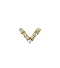 New Boucle D'Oreille Stud V Diamants En Or Femme Boucles D'Oreilles