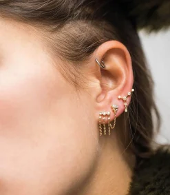 Hot Boucle D'Oreille Unique Chaine Constellations Triple Diamants Femme Boucles D'Oreilles