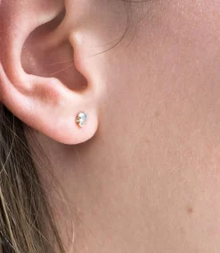Discount Boucle D'Oreille Unique Pierre De Lune Et Diamant Femme Boucles D'Oreilles