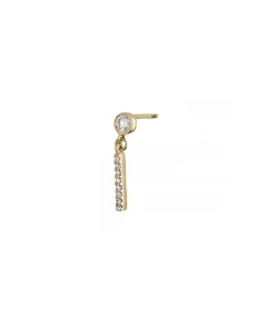 New Boucle D'Oreilles Barre Or Jaune Et Diamants Femme Boucles D'Oreilles