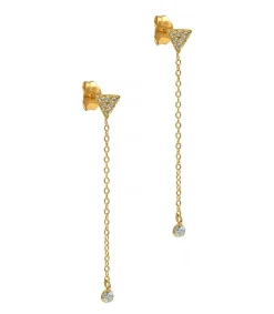 Sale Boucles D'Oreilles Chaine Triangle Diamants Femme Boucles D'Oreilles