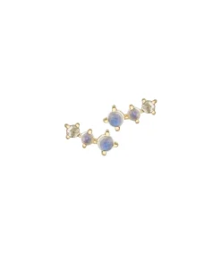 Outlet Boucles D'Oreilles Deux Pierres De Lune Et Un Diamant Femme Boucles D'Oreilles
