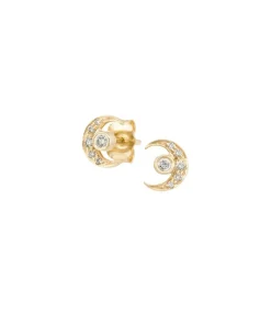 Hot Boucles D'Oreilles Lune & Diamants Femme Boucles D'Oreilles