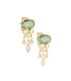 Outlet Boucles D'Oreilles Meduse Saphir Vert & Diamants Femme Boucles D'Oreilles