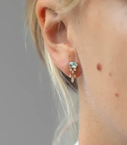 Outlet Boucles D'Oreilles Meduse Saphir Vert & Diamants Femme Boucles D'Oreilles