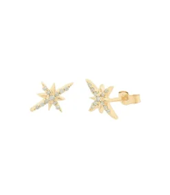 Best Boucles D'Oreilles North Star & Diamants Or Jaune Femme Boucles D'Oreilles