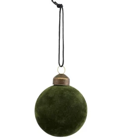 Sale Boule De Noël Flock Dark Green Déco De Noël
