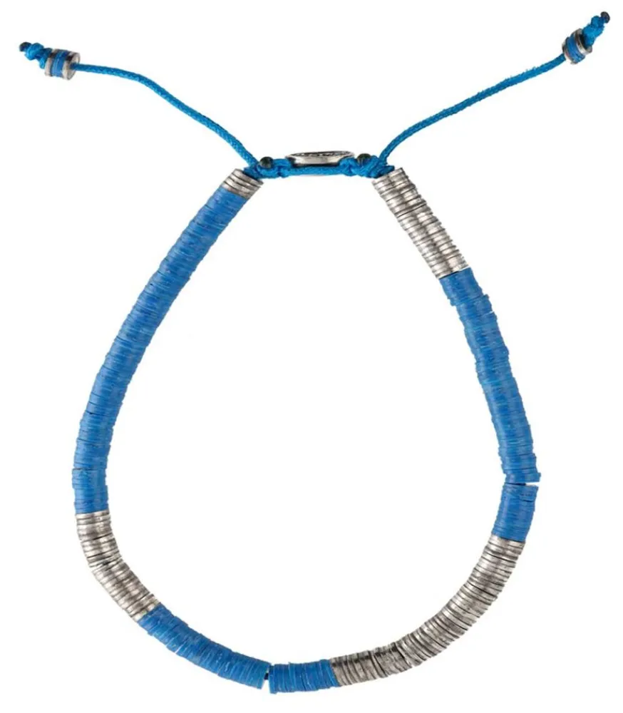 Bracelet Awaso En Perles Africaines Et Argent Homme Bijoux